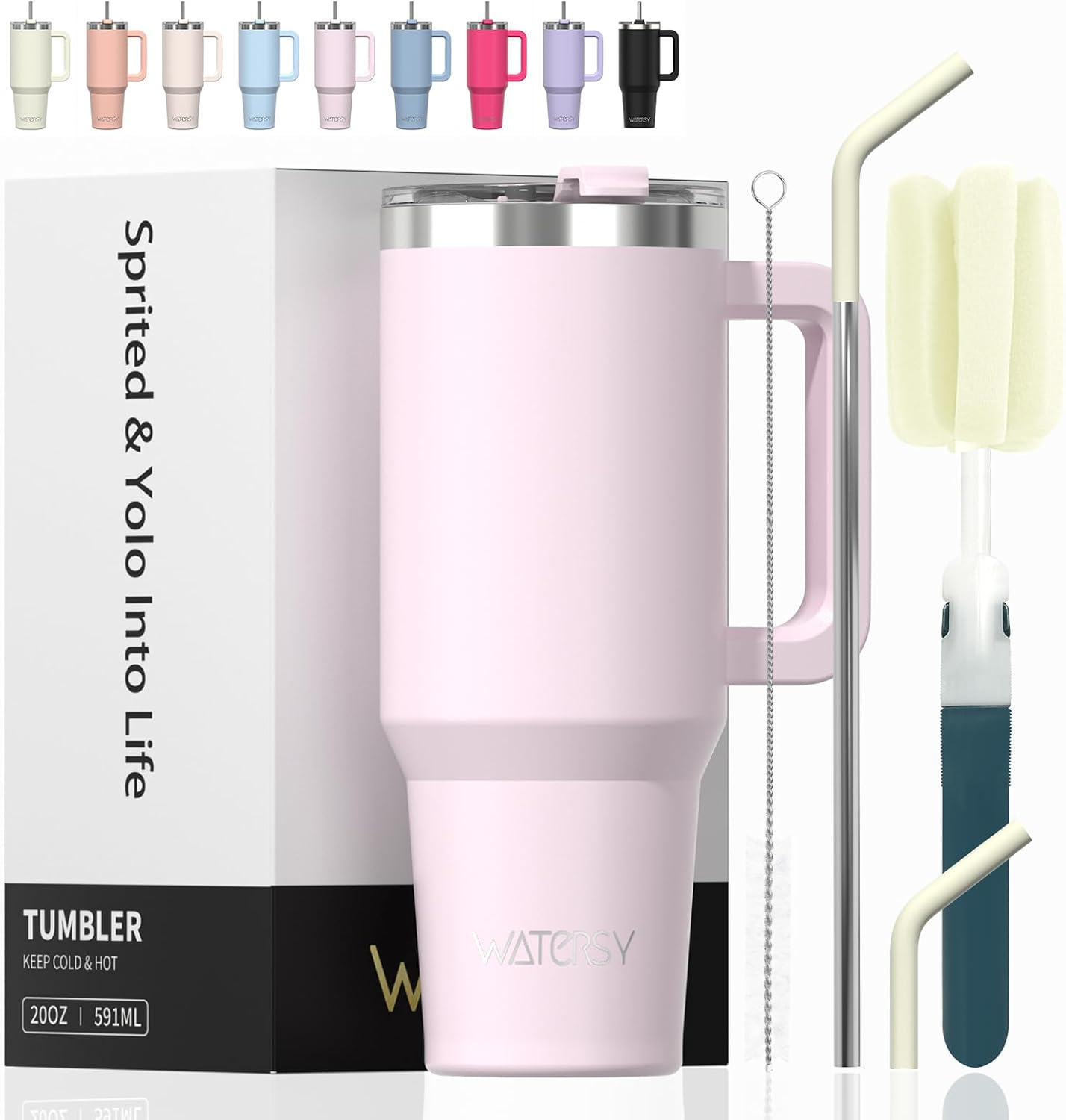 WATERSY 40Oz Kaffeebecher to Go Thermobecher Doppelwandiger Edelstahl Vakuum Auslaufsicher Trinkbecher Mit Griff Und Strohhalm Thermal Tumbler Schwarz