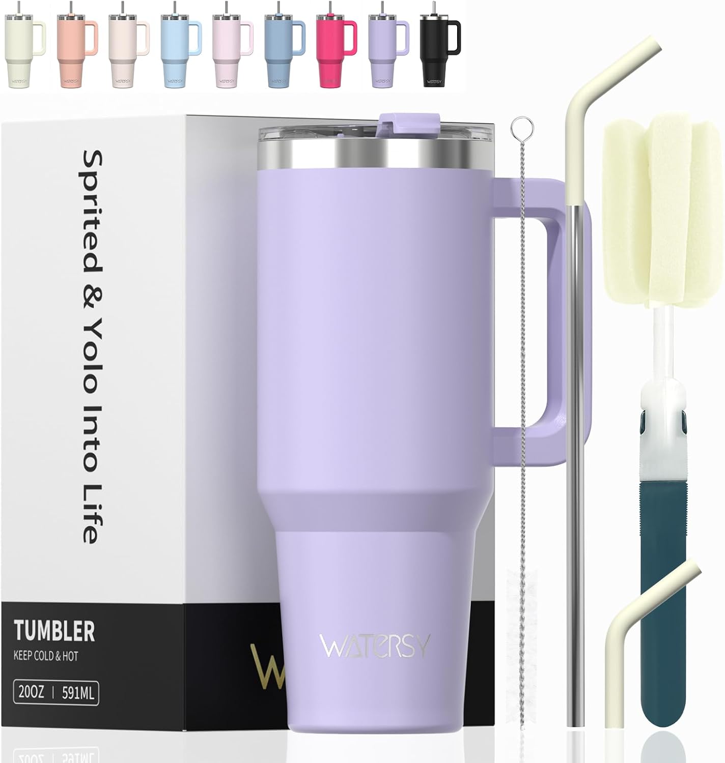 WATERSY 40Oz Kaffeebecher to Go Thermobecher Doppelwandiger Edelstahl Vakuum Auslaufsicher Trinkbecher Mit Griff Und Strohhalm Thermal Tumbler Schwarz