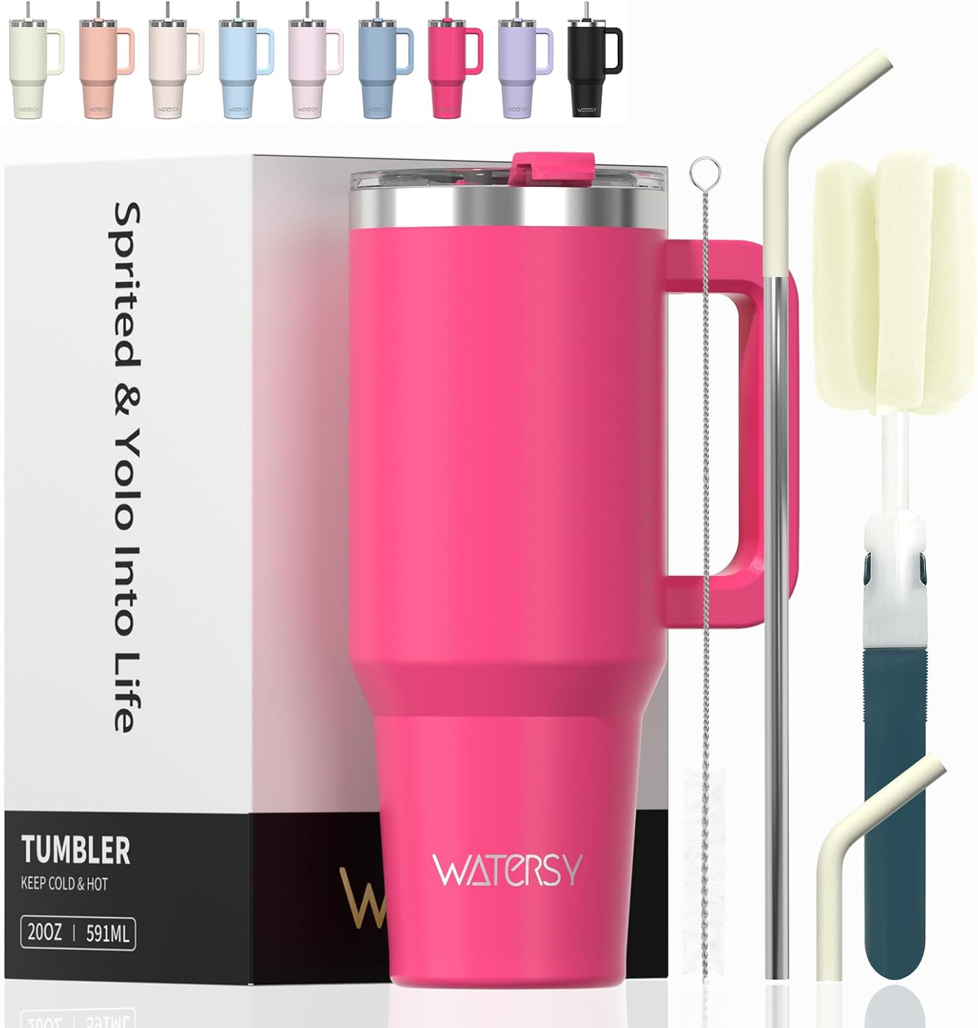 WATERSY 40Oz Kaffeebecher to Go Thermobecher Doppelwandiger Edelstahl Vakuum Auslaufsicher Trinkbecher Mit Griff Und Strohhalm Thermal Tumbler Schwarz