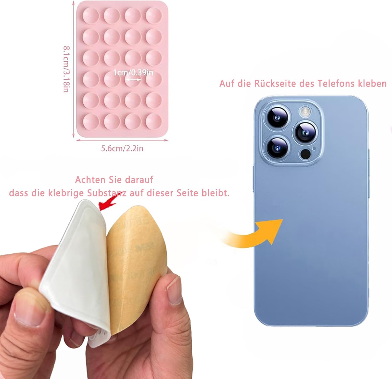 4 Stück Handy Saugnapf，Silikon Saugnapf Handy，Handy Kleber Rückseite，Für Mobile Stromversorgung Handys Selfies Und Videos (Schwarz Weiß Grau)