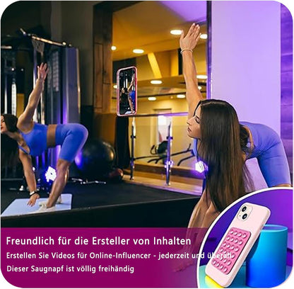 4 Stück Handy Saugnapf，Silikon Saugnapf Handy，Handy Kleber Rückseite，Für Mobile Stromversorgung Handys Selfies Und Videos (Schwarz Weiß Grau)