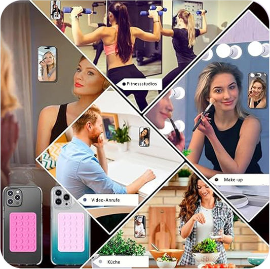 4 Stück Handy Saugnapf，Silikon Saugnapf Handy，Handy Kleber Rückseite，Für Mobile Stromversorgung Handys Selfies Und Videos (Schwarz Weiß Grau)
