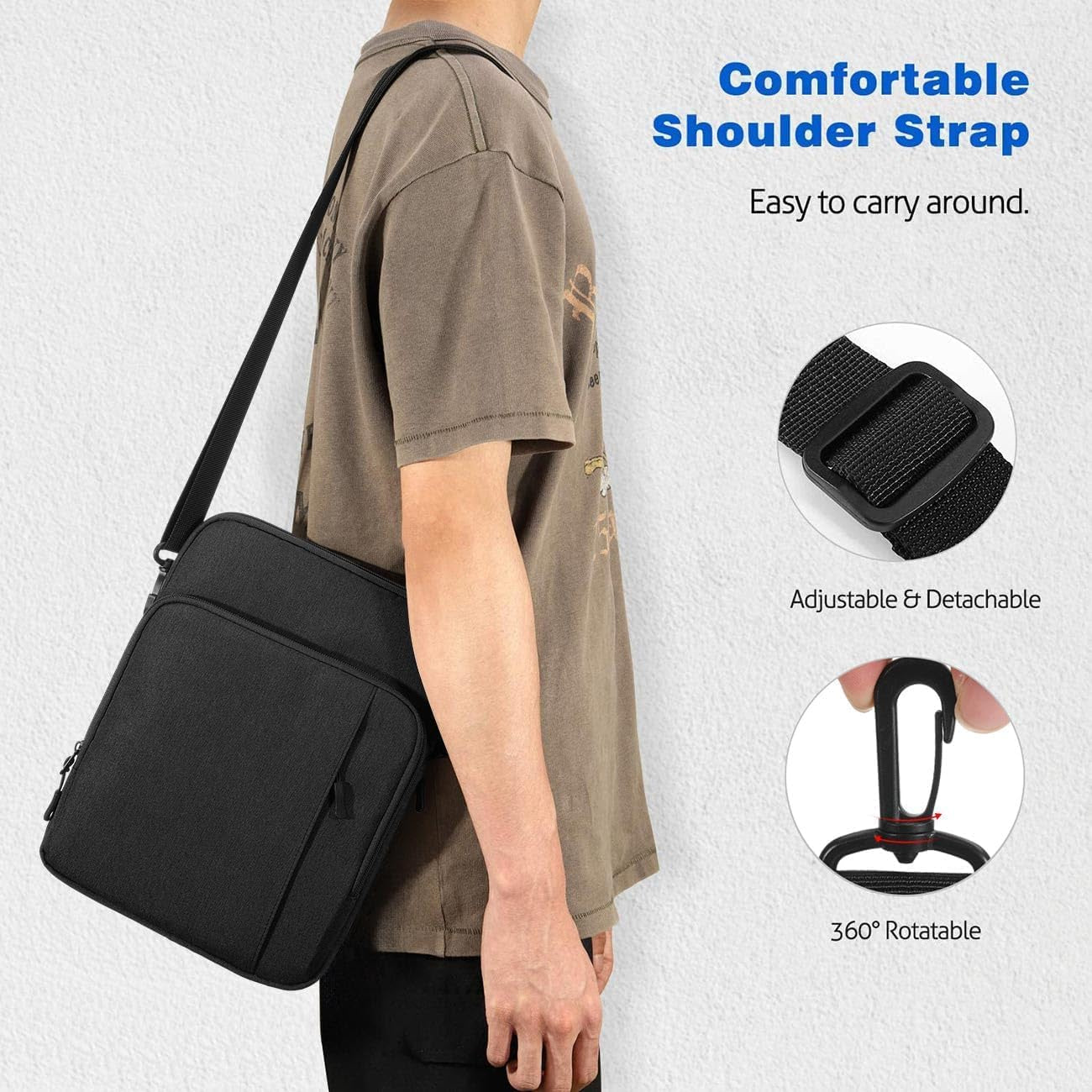 Dadanism 9-11 Zoll Tablet Organisator Tasche Mit Schultergurt Für Ipad Pro/Air 11", Ipad (A16) 11", Ipad 10. Gen 10,9", Ipad 9/8/7. Gen 10,2", Ipad Air 5/4, Galaxy Tab A9+ 11",Tab M11 11",Schwarz+Grau